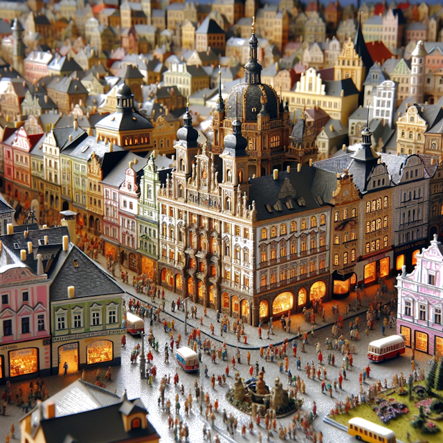 Create an image of intricate miniature model scene that encapsulates the vibrant essence and unique characteristics of City Tsjechische Republiek, in country Teplice styled to echo the fascinating detail and whimsy of Miniatur World.