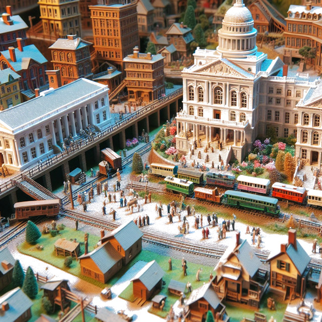 Create an image of intricate miniature model scene that encapsulates the vibrant essence and unique characteristics of Country Verenigde Staten, styled to echo the fascinating detail and whimsy of Miniatur World.