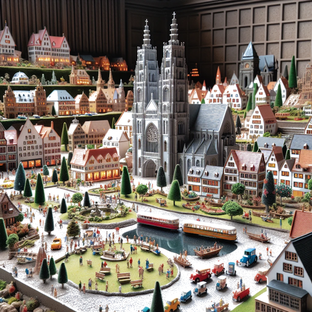 Create an image of intricate miniature model scene that encapsulates the vibrant essence and unique characteristics of City Peabody City, in country Massachusetts styled to echo the fascinating detail and whimsy of Miniatur World.