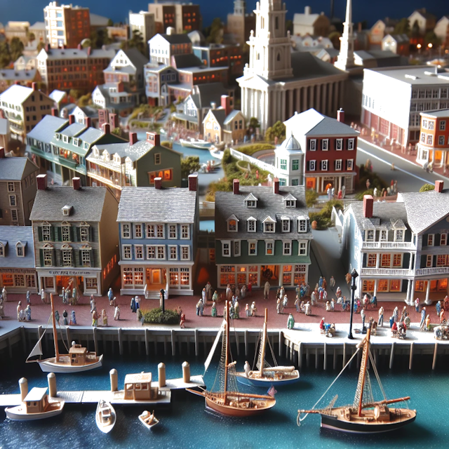 Create an image of intricate miniature model scene that encapsulates the vibrant essence and unique characteristics of City New Bedford, in country Massachusetts styled to echo the fascinating detail and whimsy of Miniatur World.
