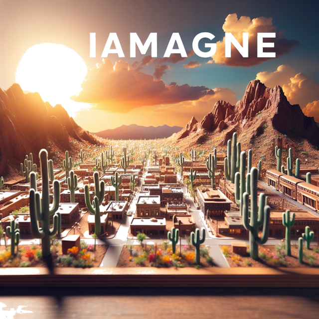 Create an image of intricate miniature model scene that encapsulates the vibrant essence and unique characteristics of City Phoenix, in country Arizona styled to echo the fascinating detail and whimsy of Miniatur World.