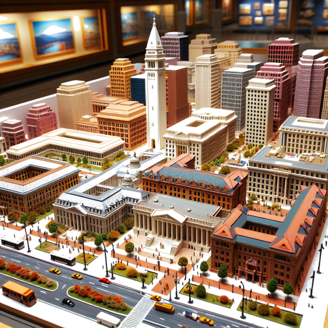 Create an image of intricate miniature model scene that encapsulates the vibrant essence and unique characteristics of City Washington, in country États-Unis styled to echo the fascinating detail and whimsy of Miniatur World.