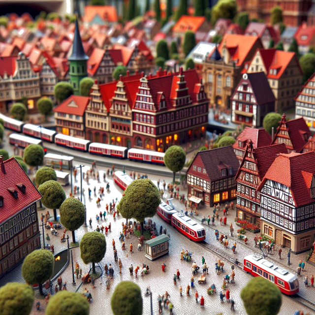 Create an image of intricate miniature model scene that encapsulates the vibrant essence and unique characteristics of City Germany, in country Hanover styled to echo the fascinating detail and whimsy of Miniatur World.