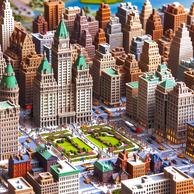 Create an image of intricate miniature model scene that encapsulates the vibrant essence and unique characteristics of City New York, in country Verenigde Staten styled to echo the fascinating detail and whimsy of Miniatur World.