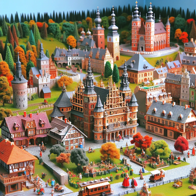 Create an image of intricate miniature model scene that encapsulates the vibrant essence and unique characteristics of Country Polen, styled to echo the fascinating detail and whimsy of Miniatur World.