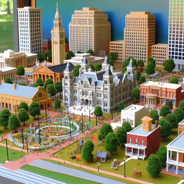 Create an image of intricate miniature model scene that encapsulates the vibrant essence and unique characteristics of City Raleigh, in country North Carolina styled to echo the fascinating detail and whimsy of Miniatur World.