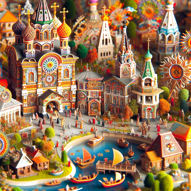 Create an image of intricate miniature model scene that encapsulates the vibrant essence and unique characteristics of Country RSFSR Russa, styled to echo the fascinating detail and whimsy of Miniatur World.