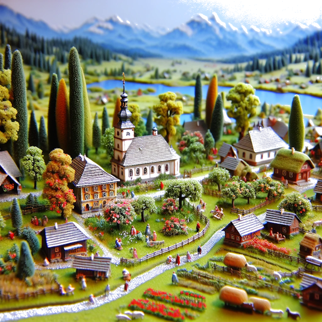 Create an image of intricate miniature model scene that encapsulates the vibrant essence and unique characteristics of Country Ryska SFSR, styled to echo the fascinating detail and whimsy of Miniatur World.