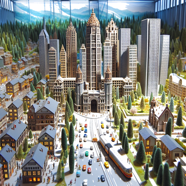 Create an image of intricate miniature model scene that encapsulates the vibrant essence and unique characteristics of City Atlanta, in country Georgia styled to echo the fascinating detail and whimsy of Miniatur World.