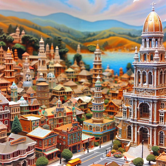 Create an image of intricate miniature model scene that encapsulates the vibrant essence and unique characteristics of City Kalifornien, in country Vereinigte Staaten styled to echo the fascinating detail and whimsy of Miniatur World.