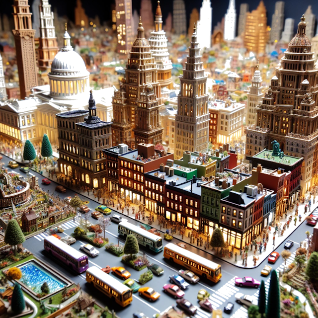Create an image of intricate miniature model scene that encapsulates the vibrant essence and unique characteristics of City Vereinigte Staaten, in country Tupelo styled to echo the fascinating detail and whimsy of Miniatur World.