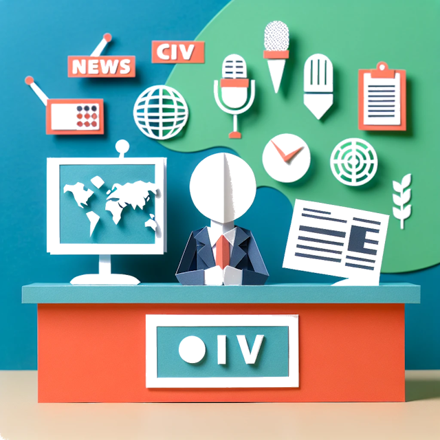 Create a paper craft image representing the profession: TV-Moderator/Persönlichkeit.