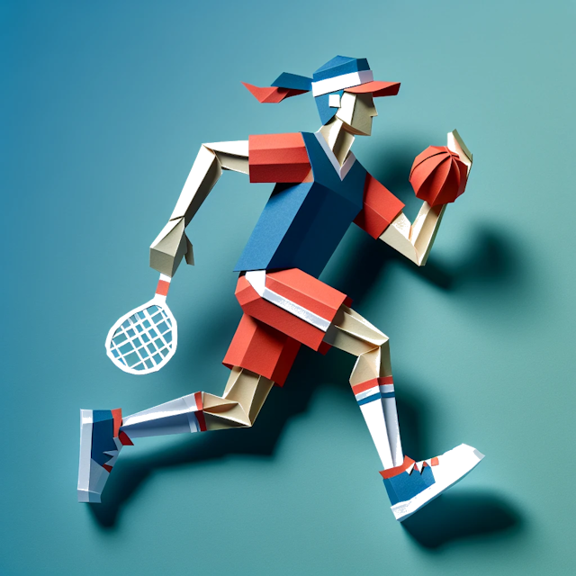 Create a paper craft image representing the profession: Sportler.