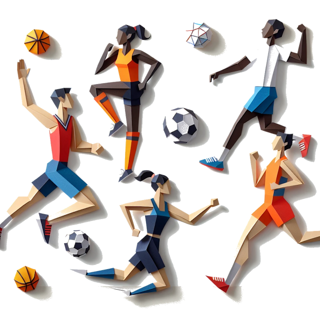 Create a paper craft image representing the profession: Athlete.