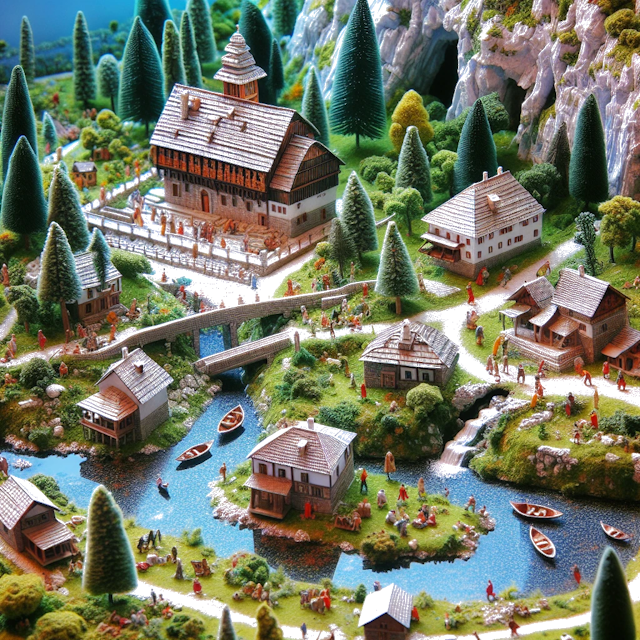 Create an image of intricate miniature model scene that encapsulates the vibrant essence and unique characteristics of Country SFR Jugoslawien, styled to echo the fascinating detail and whimsy of Miniatur World.