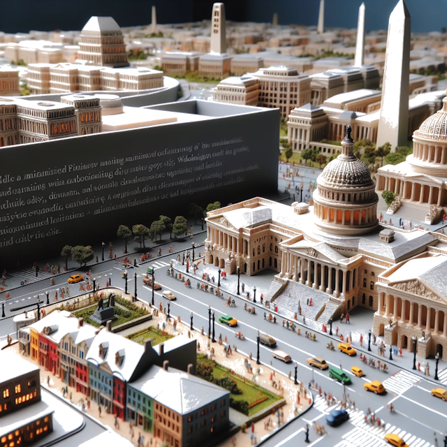 Create an image of intricate miniature model scene that encapsulates the vibrant essence and unique characteristics of City United States, in country Washington D.C. styled to echo the fascinating detail and whimsy of Miniatur World.
