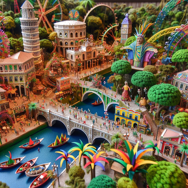 Create an image of intricate miniature model scene that encapsulates the vibrant essence and unique characteristics of Country Brasil, styled to echo the fascinating detail and whimsy of Miniatur World.
