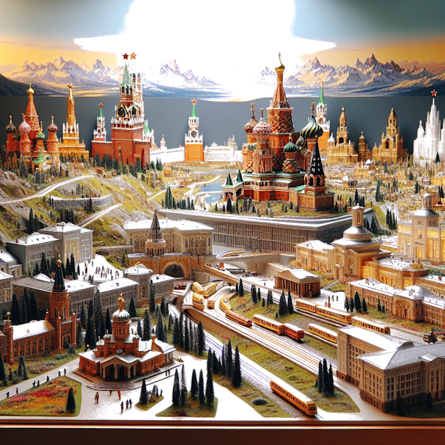 Create an image of intricate miniature model scene that encapsulates the vibrant essence and unique characteristics of Country République socialiste fédérative soviétique de Russie, styled to echo the fascinating detail and whimsy of Miniatur World.