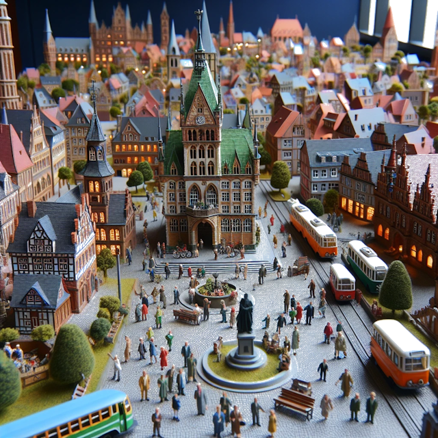 Create an image of intricate miniature model scene that encapsulates the vibrant essence and unique characteristics of Country Hanovre, styled to echo the fascinating detail and whimsy of Miniatur World.