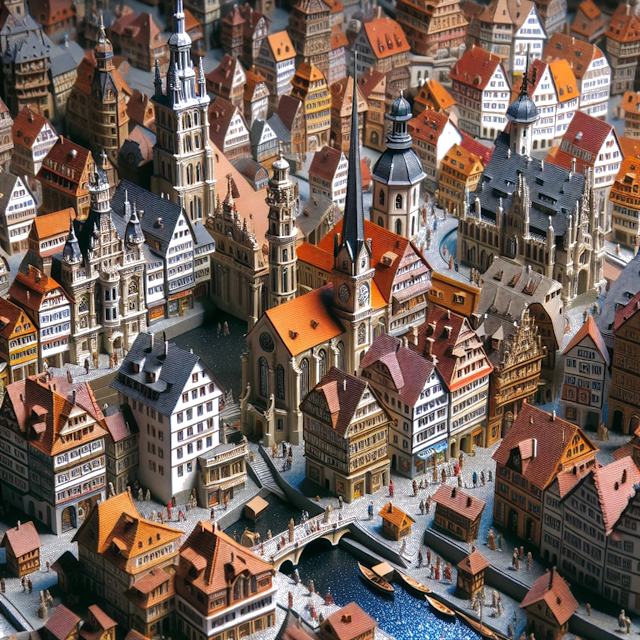 Create an image of intricate miniature model scene that encapsulates the vibrant essence and unique characteristics of City Göppingen, in country Allemagne de l'Ouest styled to echo the fascinating detail and whimsy of Miniatur World.