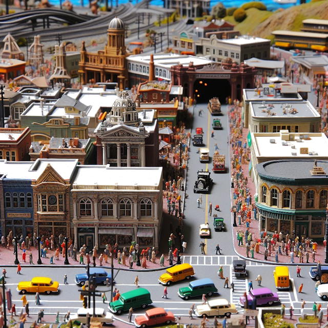 Create an image of intricate miniature model scene that encapsulates the vibrant essence and unique characteristics of City Compton, in country Californie styled to echo the fascinating detail and whimsy of Miniatur World.