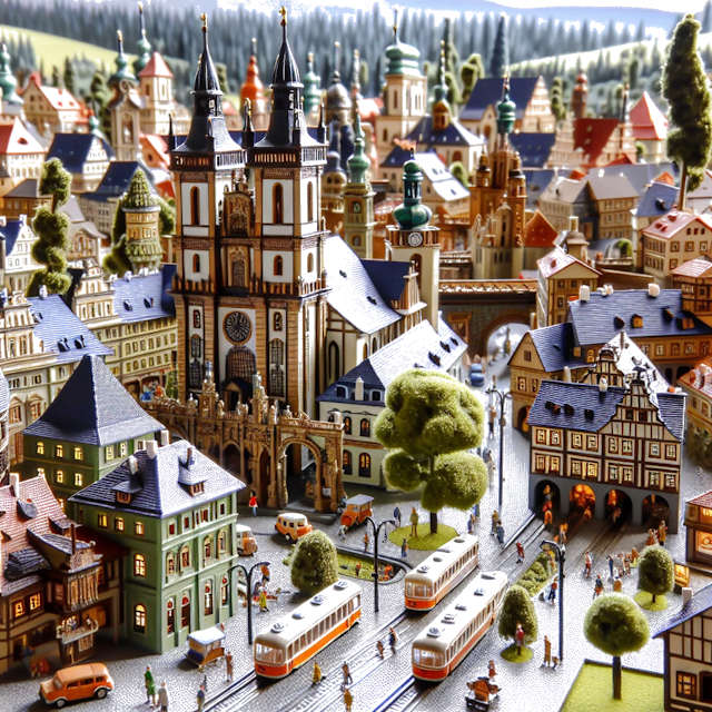 Create an image of intricate miniature model scene that encapsulates the vibrant essence and unique characteristics of City République Tchèque, in country Teplice styled to echo the fascinating detail and whimsy of Miniatur World.