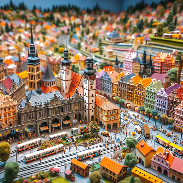 Create an image of intricate miniature model scene that encapsulates the vibrant essence and unique characteristics of City Tschechische Republik, in country Teplice styled to echo the fascinating detail and whimsy of Miniatur World.