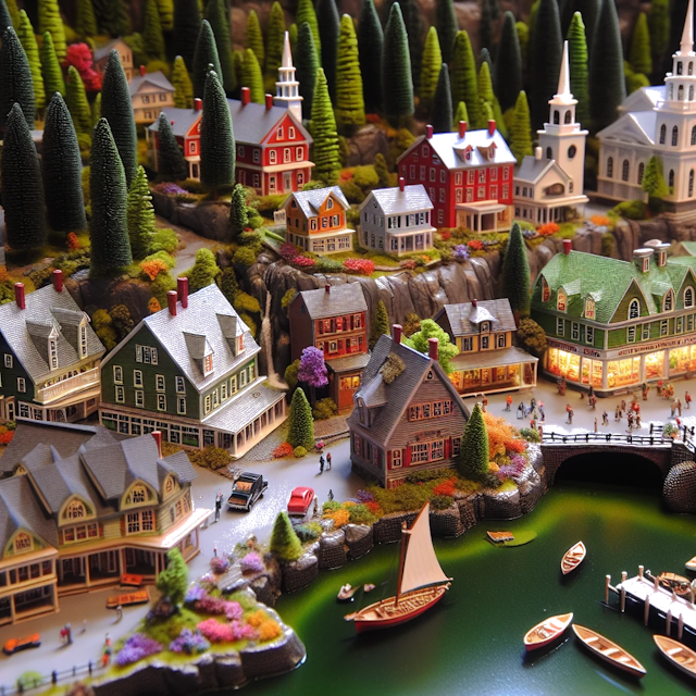 Create an image of intricate miniature model scene that encapsulates the vibrant essence and unique characteristics of City New Hampshire, in country États-Unis styled to echo the fascinating detail and whimsy of Miniatur World.