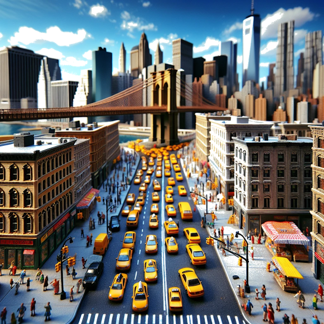 Create an image of intricate miniature model scene that encapsulates the vibrant essence and unique characteristics of City New York City, in country Verenigde Staten styled to echo the fascinating detail and whimsy of Miniatur World.