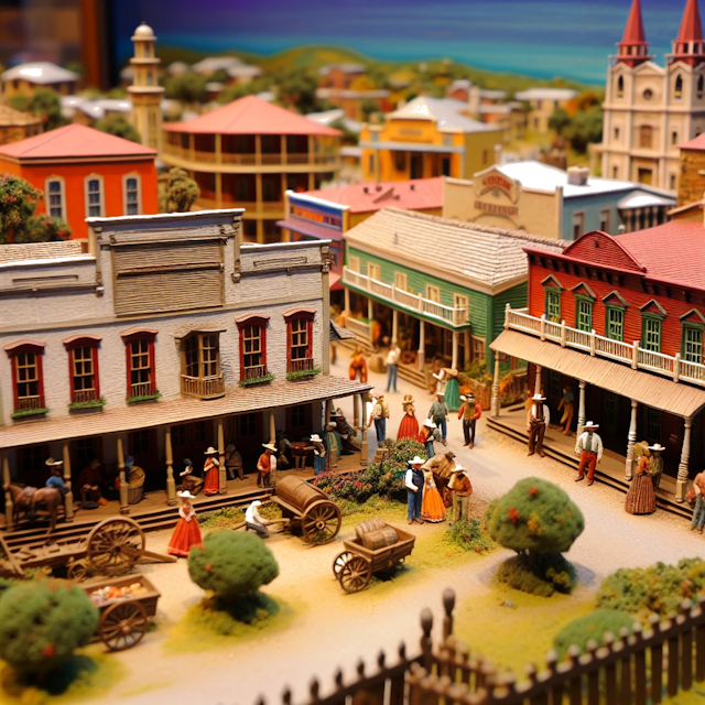 Create an image of intricate miniature model scene that encapsulates the vibrant essence and unique characteristics of City Colleyville, in country Texas styled to echo the fascinating detail and whimsy of Miniatur World.