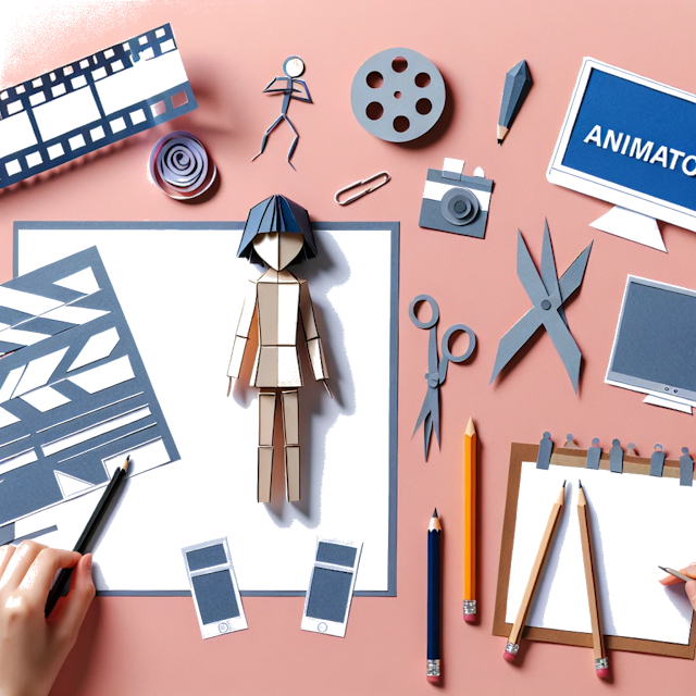 Create a paper craft image representing the profession: Animador.