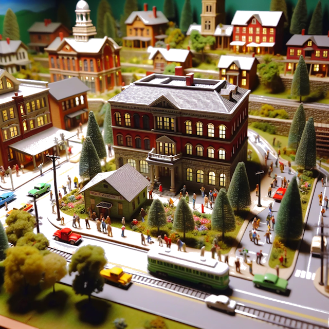 Create an image of intricate miniature model scene that encapsulates the vibrant essence and unique characteristics of City West Reading, in country Pennsylvania styled to echo the fascinating detail and whimsy of Miniatur World.