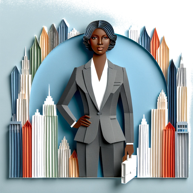 Create a paper craft image representing the profession: Zakenvrouw.