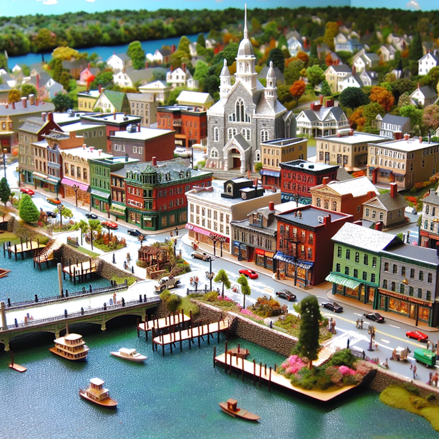 Create an image of intricate miniature model scene that encapsulates the vibrant essence and unique characteristics of City Norwalk, in country Connecticut styled to echo the fascinating detail and whimsy of Miniatur World.
