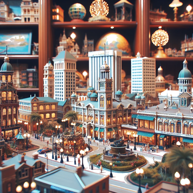 Create an image of intricate miniature model scene that encapsulates the vibrant essence and unique characteristics of City Jacksonville, in country Floride styled to echo the fascinating detail and whimsy of Miniatur World.