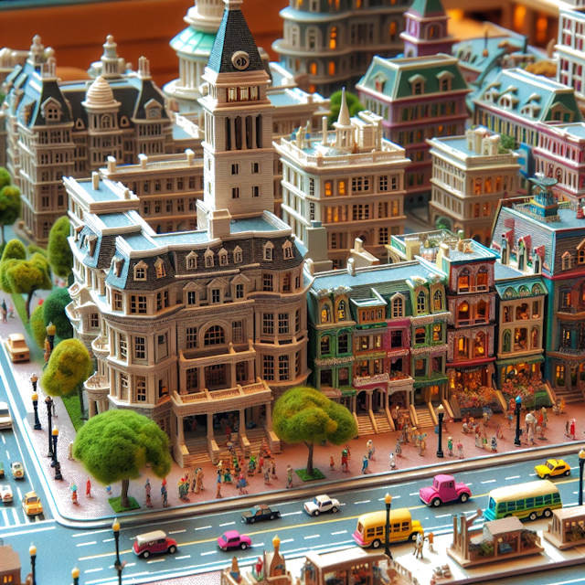 Create an image of intricate miniature model scene that encapsulates the vibrant essence and unique characteristics of City Vereinigte Staaten, in country Washington D.C. styled to echo the fascinating detail and whimsy of Miniatur World.