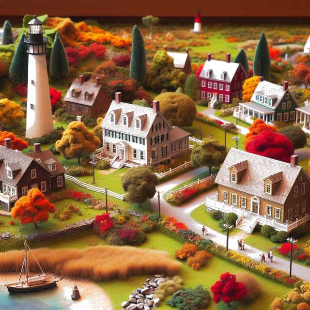 Create an image of intricate miniature model scene that encapsulates the vibrant essence and unique characteristics of Country Connecticut, styled to echo the fascinating detail and whimsy of Miniatur World.