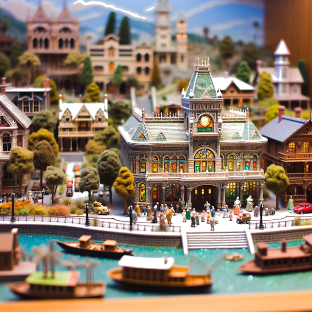 Create an image of intricate miniature model scene that encapsulates the vibrant essence and unique characteristics of Country Californië, styled to echo the fascinating detail and whimsy of Miniatur World.