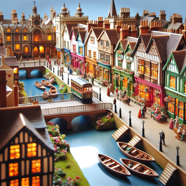 Create an image of intricate miniature model scene that encapsulates the vibrant essence and unique characteristics of City Hertfordshire, in country England styled to echo the fascinating detail and whimsy of Miniatur World.