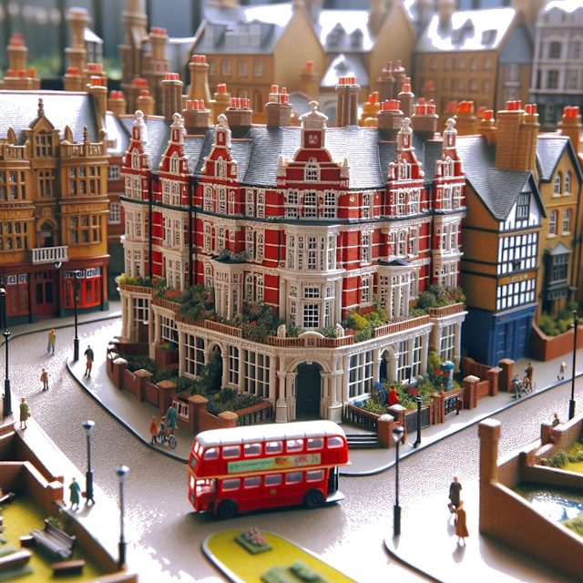Create an image of intricate miniature model scene that encapsulates the vibrant essence and unique characteristics of City England, in country United Kingdom styled to echo the fascinating detail and whimsy of Miniatur World.