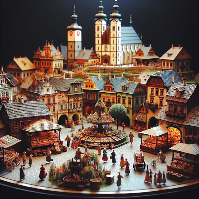 Create an image of intricate miniature model scene that encapsulates the vibrant essence and unique characteristics of Country Eslováquia, styled to echo the fascinating detail and whimsy of Miniatur World.