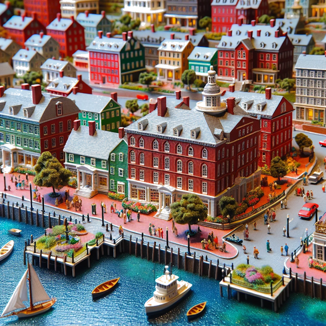 Create an image of intricate miniature model scene that encapsulates the vibrant essence and unique characteristics of Country Massachusetts, styled to echo the fascinating detail and whimsy of Miniatur World.