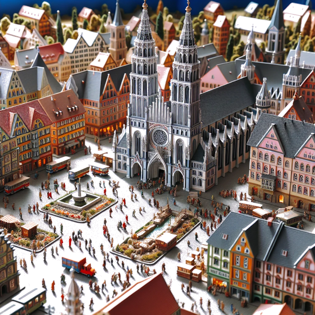 Create an image of intricate miniature model scene that encapsulates the vibrant essence and unique characteristics of City Alemania, in country Berlín styled to echo the fascinating detail and whimsy of Miniatur World.