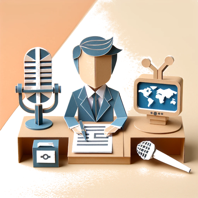 Create a paper craft image representing the profession: Comentarista político.