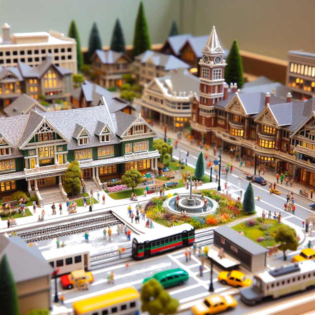 Create an image of intricate miniature model scene that encapsulates the vibrant essence and unique characteristics of City Compton, in country Kalifornien styled to echo the fascinating detail and whimsy of Miniatur World.
