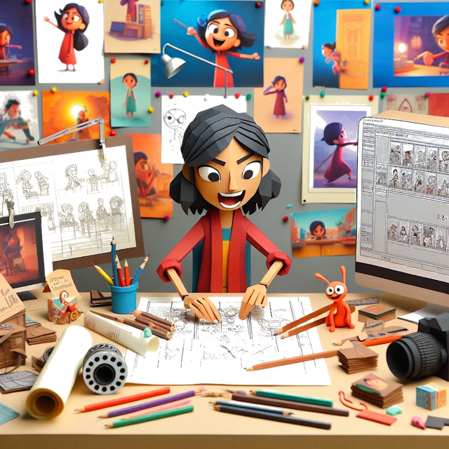 Create a paper craft image representing the profession: Animateur.