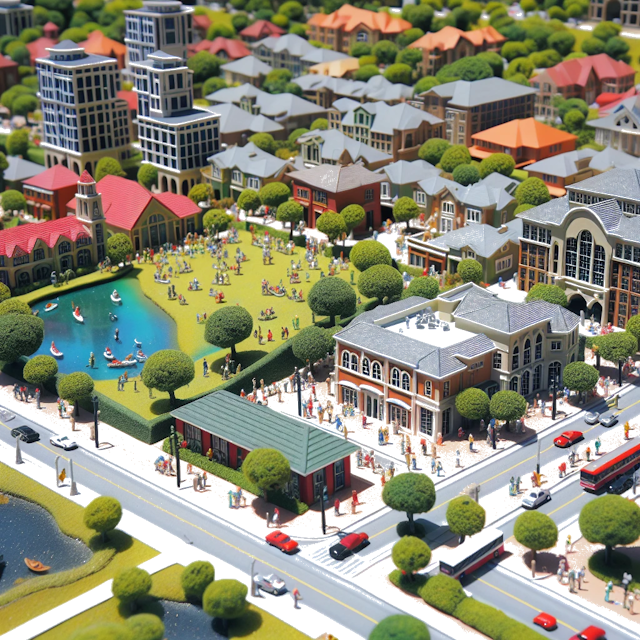 Create an image of intricate miniature model scene that encapsulates the vibrant essence and unique characteristics of City Colleyville, Texas, in country Verenigde Staten styled to echo the fascinating detail and whimsy of Miniatur World.