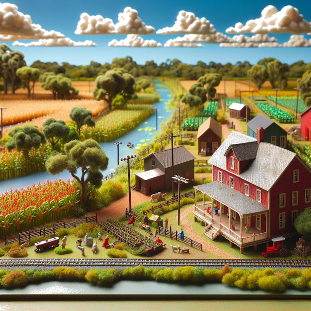 Create an image of intricate miniature model scene that encapsulates the vibrant essence and unique characteristics of Country Luisiana, styled to echo the fascinating detail and whimsy of Miniatur World.