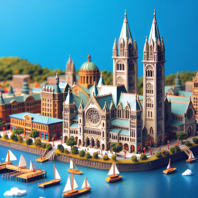 Create an image of intricate miniature model scene that encapsulates the vibrant essence and unique characteristics of City Binghamton, New York, in country États-Unis styled to echo the fascinating detail and whimsy of Miniatur World.