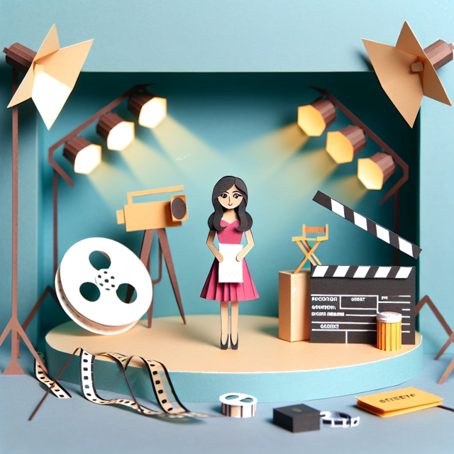 Create a paper craft image representing the profession: Actrice.